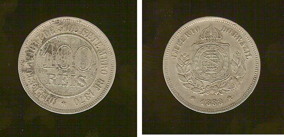 BRÉSIL 100 Reis 1888 TTB+